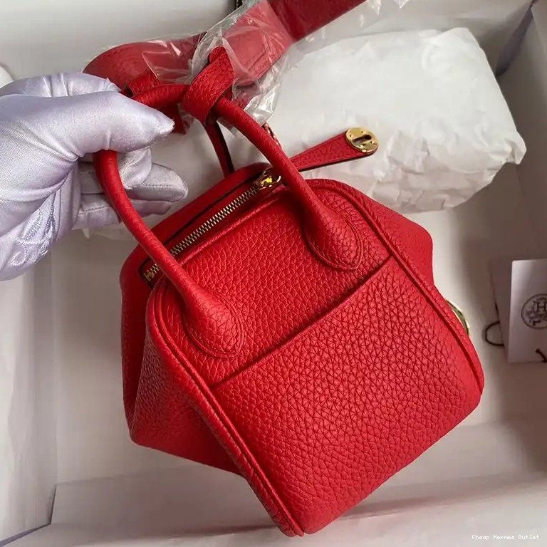 Affordable Lindy Leather Hermes Togo In Gold Hardware Bag Red Mini 0508
